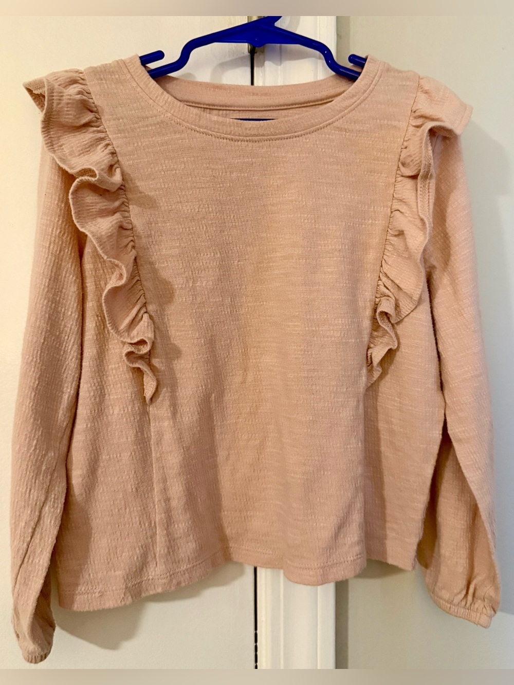 Cat & Jack Pink Ruffle Shoulder Long Sleeve Top